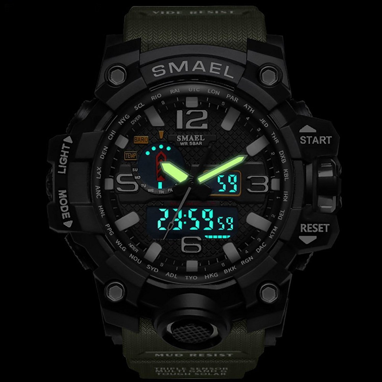 Montre sport Smael pour homme tanche affichage digital LED